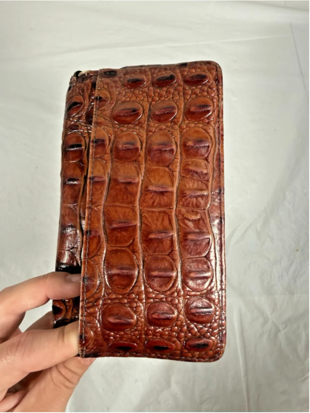 BRAHMIN DEBRA PECAN MELBOURNE LEATHER Croc Embossed WALLET